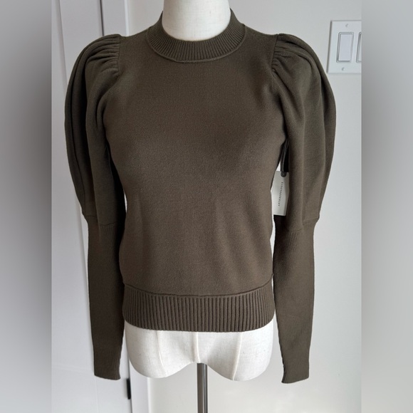 NWT - Maeve Olive Puff Sleeve Sweater - Picture 2 of 12